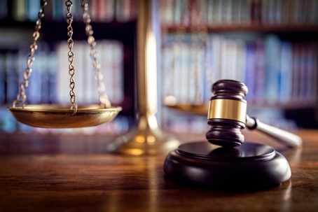 Legal scales and gavel